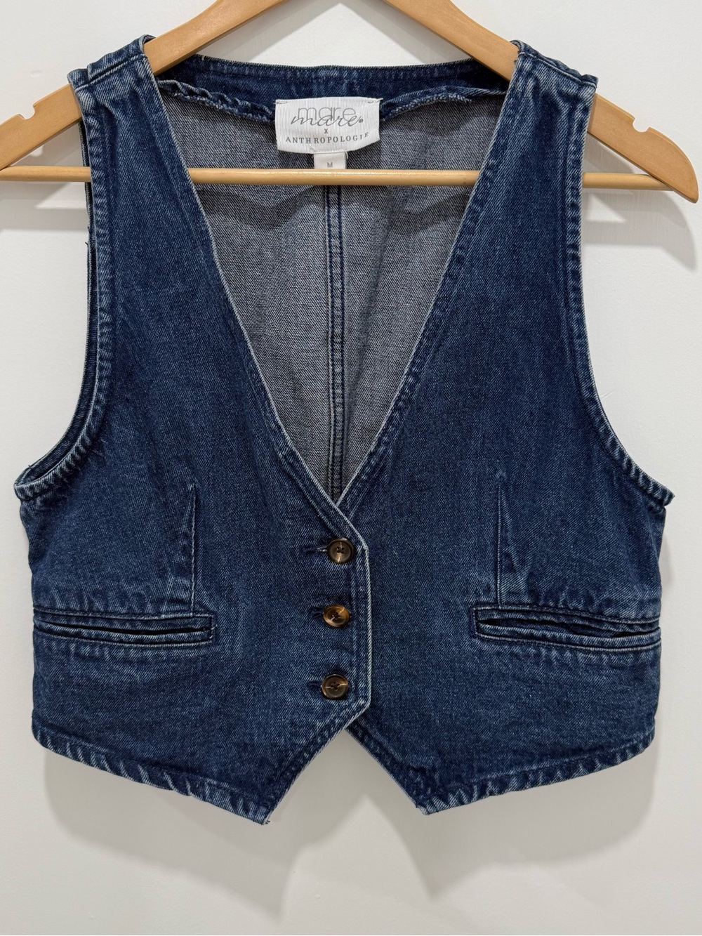 Mare Mare xAnthropologie Denim Vest Blue Button Front Tailored Y2K Medium